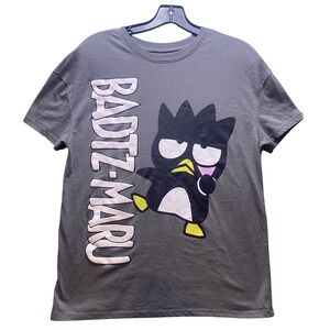 Badtz-Maru Shirt Womens Medium Sanrio Hybred Spell Out Sanrio Streetwear Gray‎